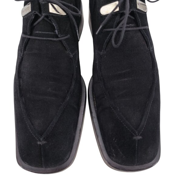 Cesare Paciotti Italy Mens 10 Dress Shoes Black Suede Leather Square-toe Derby - Picture 13 of 13